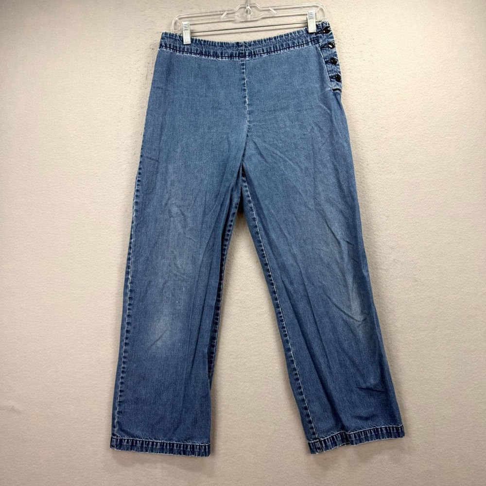 J.CREW Jeans Women 10P Fits 31* Blue Denim Pants Cotton Straight Leg Side Button
